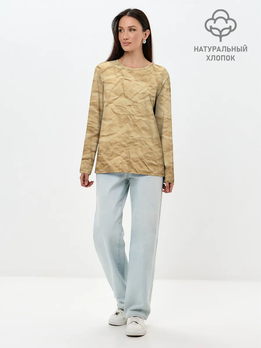 Лонгслив женский. Хлопок / БУМАЖНАЯ ТЕКСТУРА