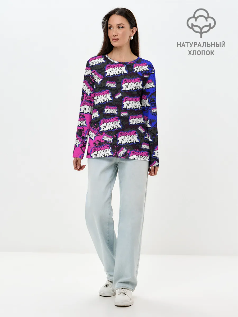 Лонгслив женский. Хлопок / FRIDAY NIGHT FUNKIN ЛОГОБОМБИН