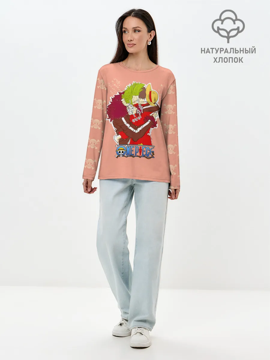 Лонгслив женский. Хлопок / Бартоломео и Луффи One Piece