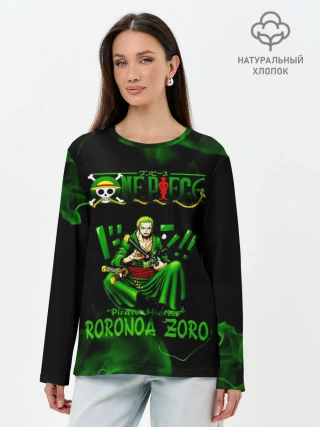 Лонгслив женский. Хлопок / Ророноа Зоро Ван-Пис