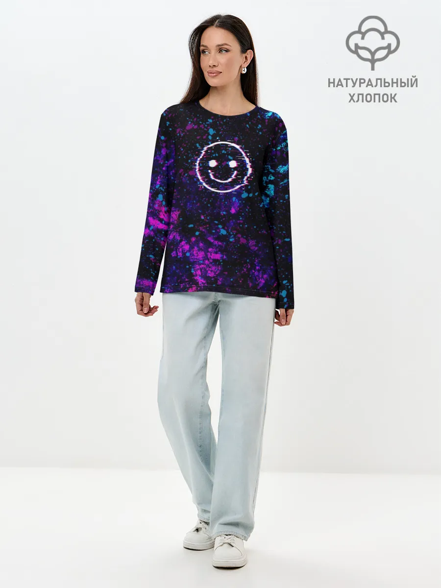 Лонгслив женский. Хлопок / GLITCH SMILE | ГЛИТЧ СМАЙЛ