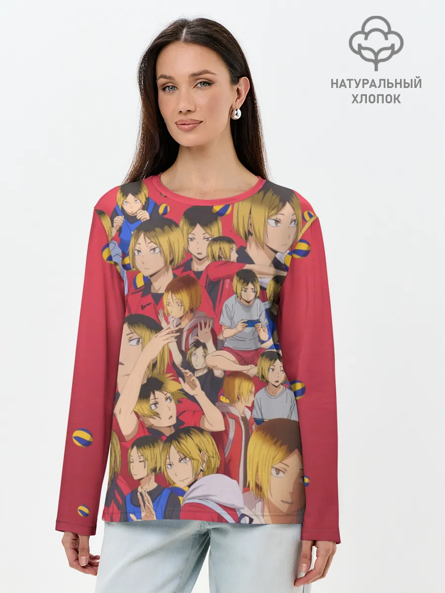 Лонгслив женский. Хлопок / Kozume Kenma Pattern Color