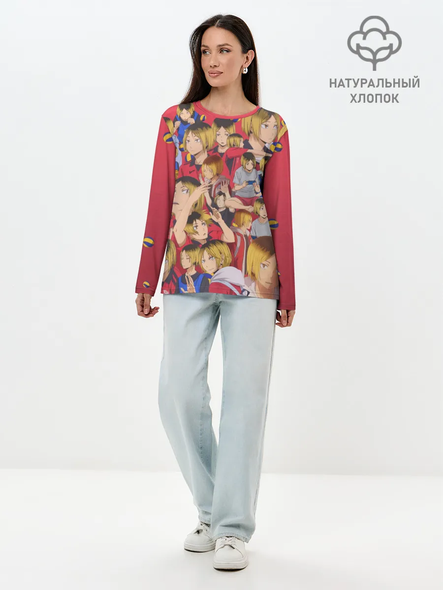 Лонгслив женский. Хлопок / Kozume Kenma Pattern Color