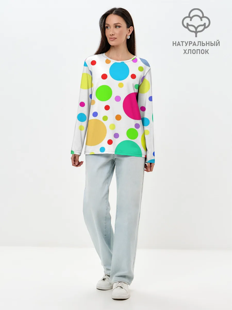 Лонгслив женский. Хлопок / Polka dot