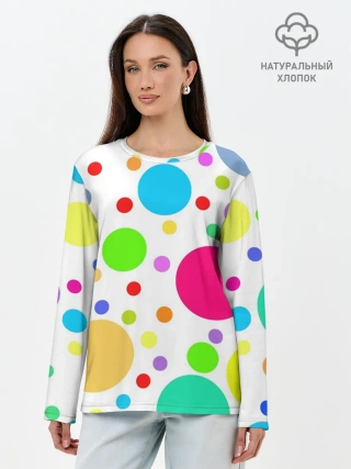 Лонгслив женский. Хлопок / Polka dot