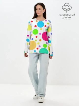 Лонгслив женский. Хлопок / Polka dot