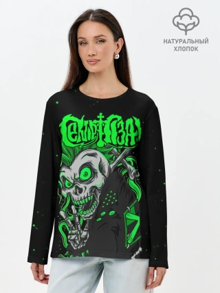 Лонгслив женский. Хлопок / Сектор Газа кислотно зеленый