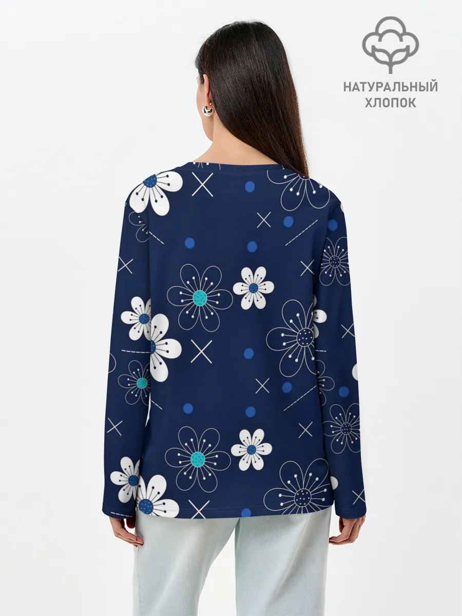 Лонгслив женский. Хлопок / Ночная поляна