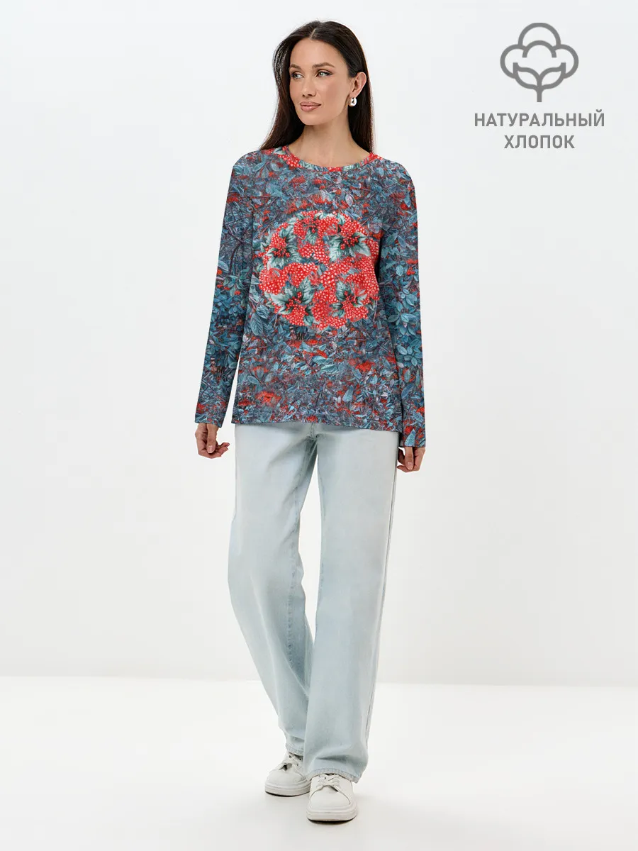 Лонгслив женский. Хлопок / Калина да рябина