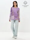 Лонгслив женский. Хлопок / Сиреневые разводы краски