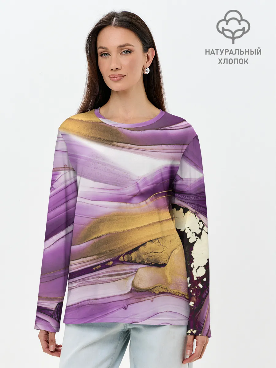 Лонгслив женский. Хлопок / Наслоение красок
