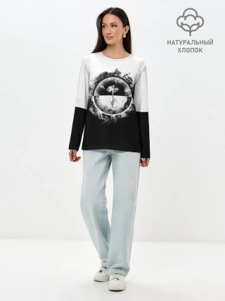Лонгслив женский. Хлопок / Black and White