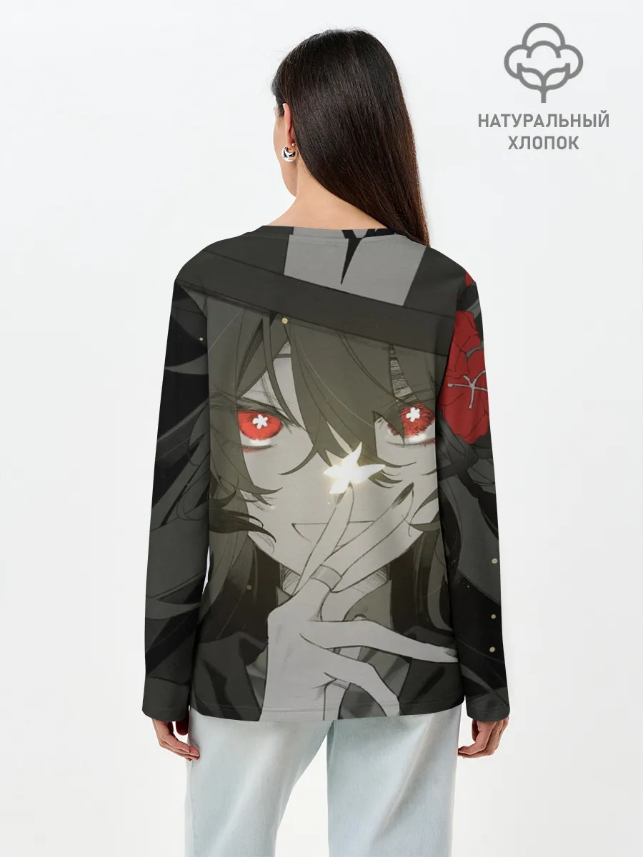 Лонгслив женский. Хлопок / Геншин импакт Ху тао