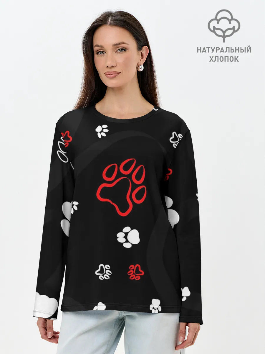 Лонгслив женский. Хлопок / Большая лапа