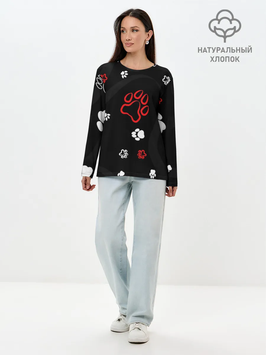 Лонгслив женский. Хлопок / Большая лапа