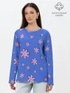 Лонгслив женский. Хлопок / Цветочки рисованные