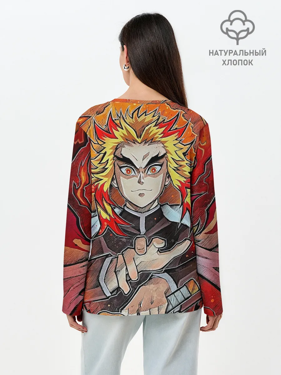 Лонгслив женский. Хлопок / Ренгоку Клинок демонов