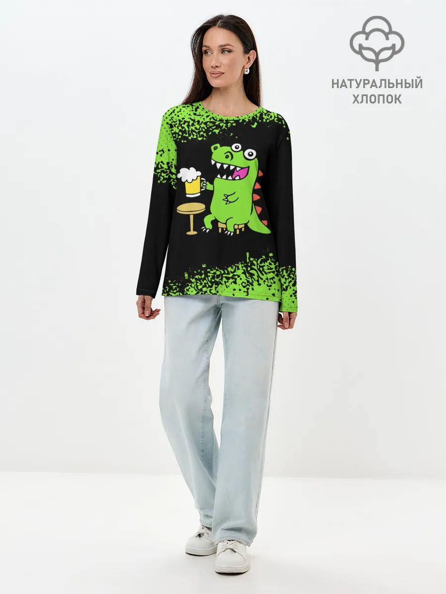 Лонгслив женский. Хлопок / Пивозавр - Краска