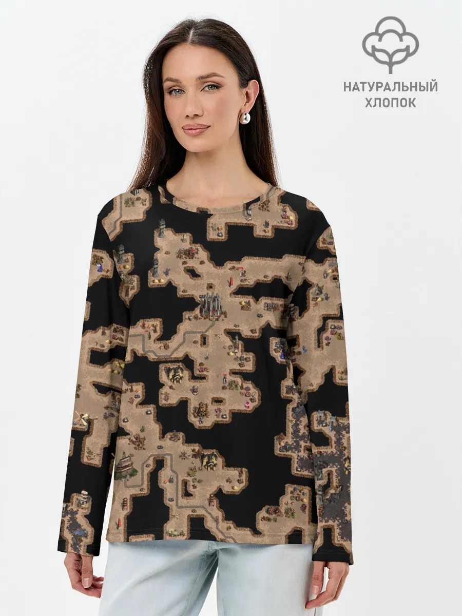 Лонгслив женский. Хлопок / Heroes III Dungeon Map