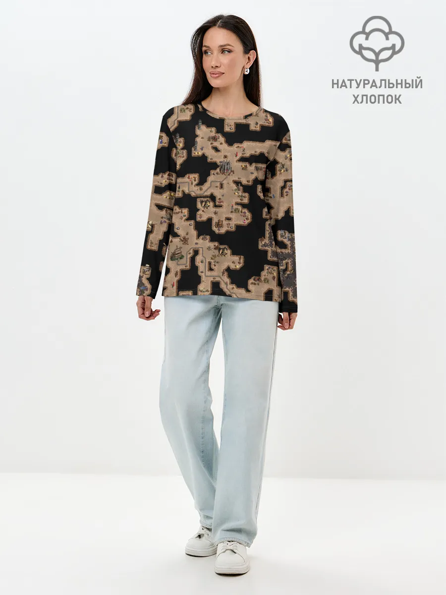 Лонгслив женский. Хлопок / Heroes III Dungeon Map