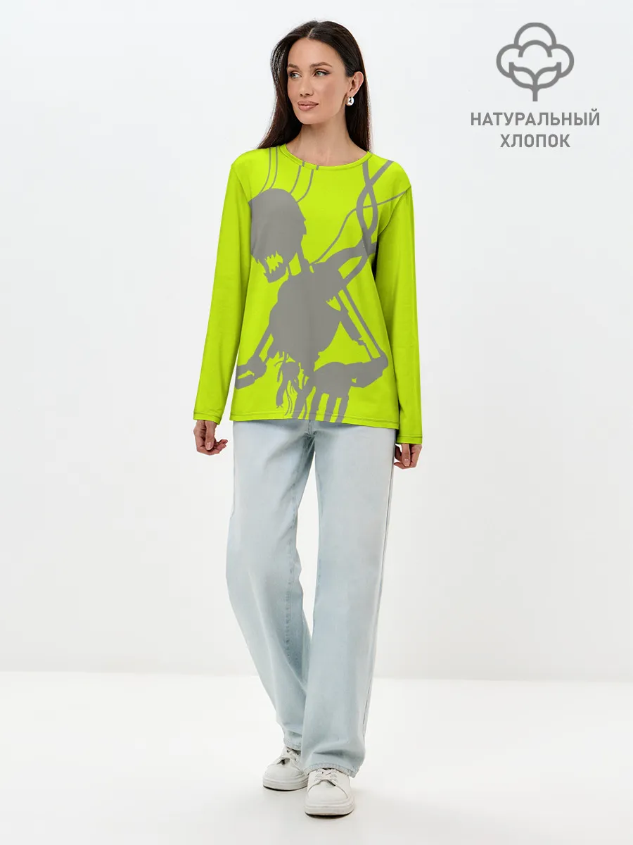 Лонгслив женский. Хлопок / Силуэт злого духа