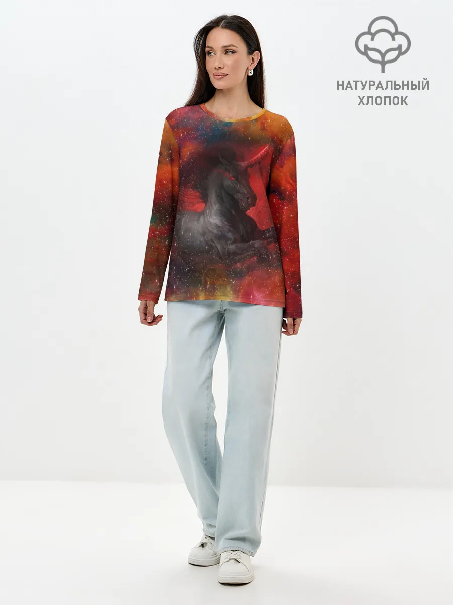 Лонгслив женский. Хлопок / Единорог | Unicorn