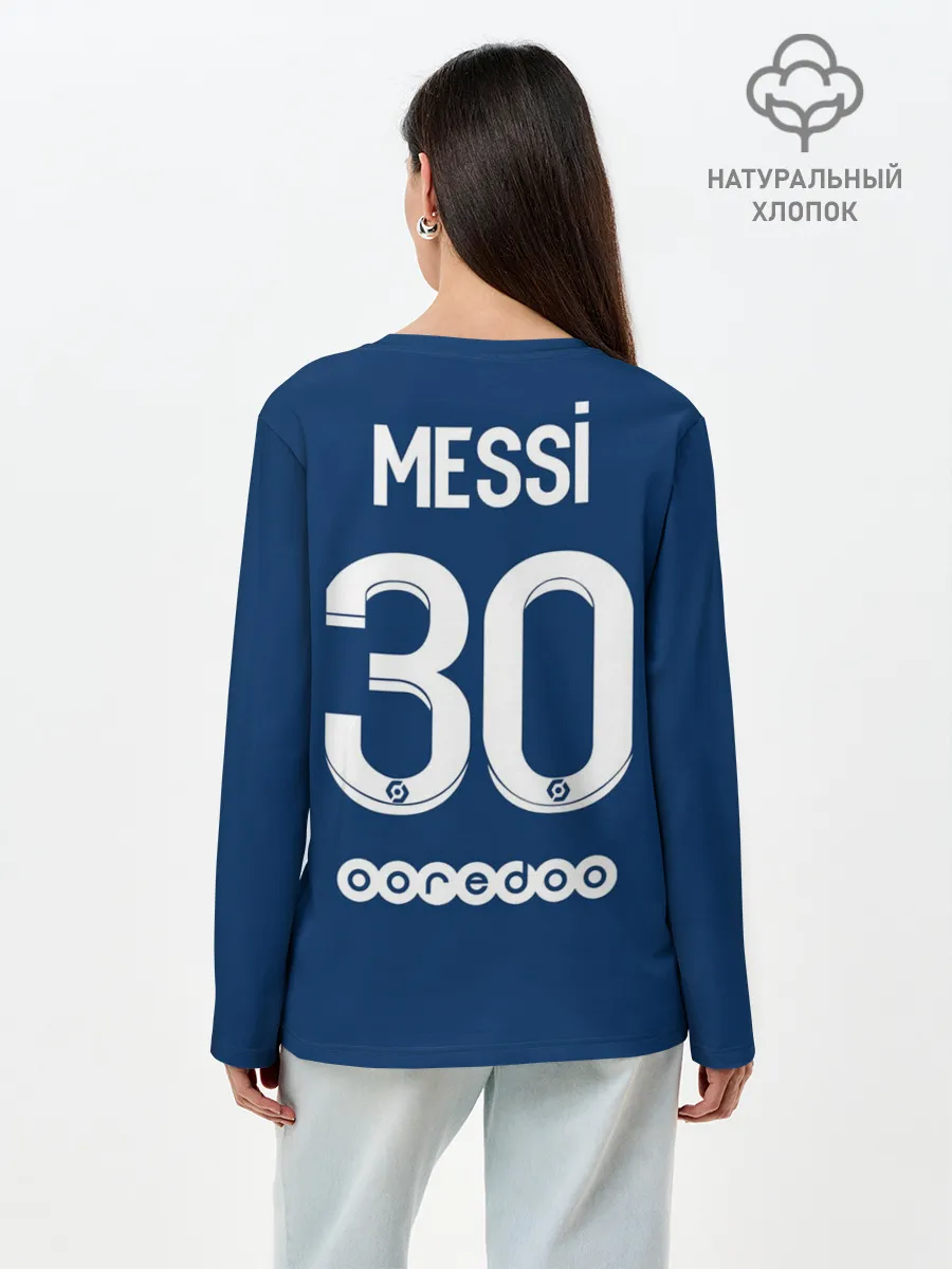 Лонгслив женский. Хлопок / Месси форма ПСЖ 2021/2022