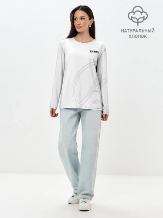 Лонгслив женский. Хлопок / PSG | Core Big Logo White