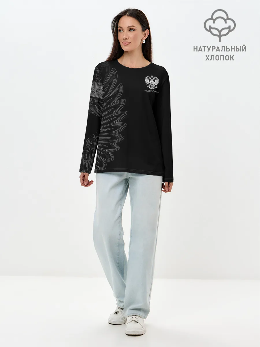 Лонгслив женский. Хлопок / Russia | Black Side