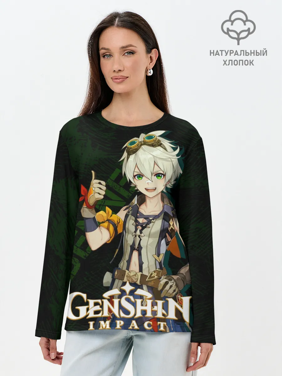Лонгслив женский. Хлопок / Беннетт Genshin Impact
