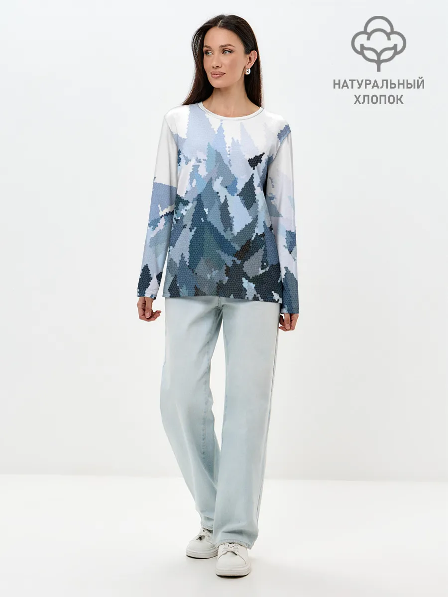 Лонгслив женский. Хлопок / Абстрактная мазаика витраж