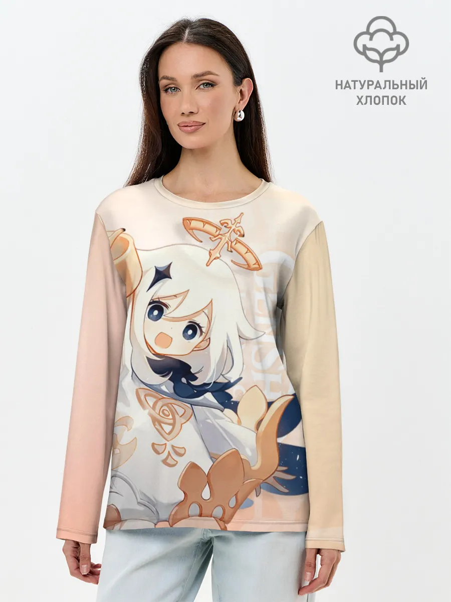 Лонгслив женский. Хлопок / Genshin Impact, Паймон