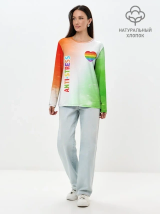 Лонгслив женский. Хлопок / Pop It Anti Stress - Heart - Fire