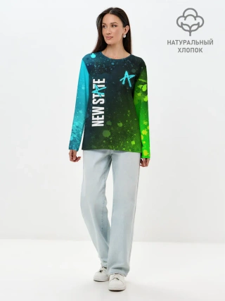 Лонгслив женский. Хлопок / ПАБГ New State - Брызги