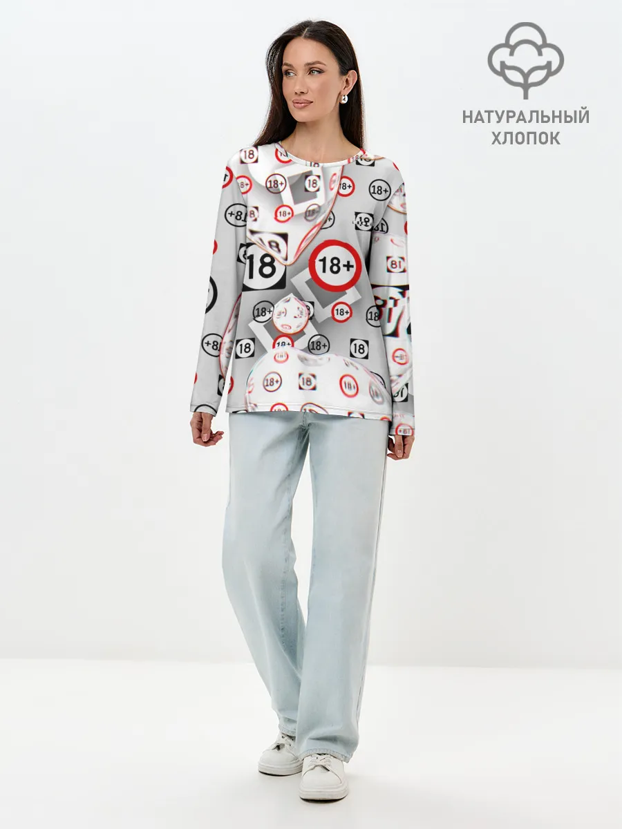Лонгслив женский. Хлопок / восемнадцать плюс