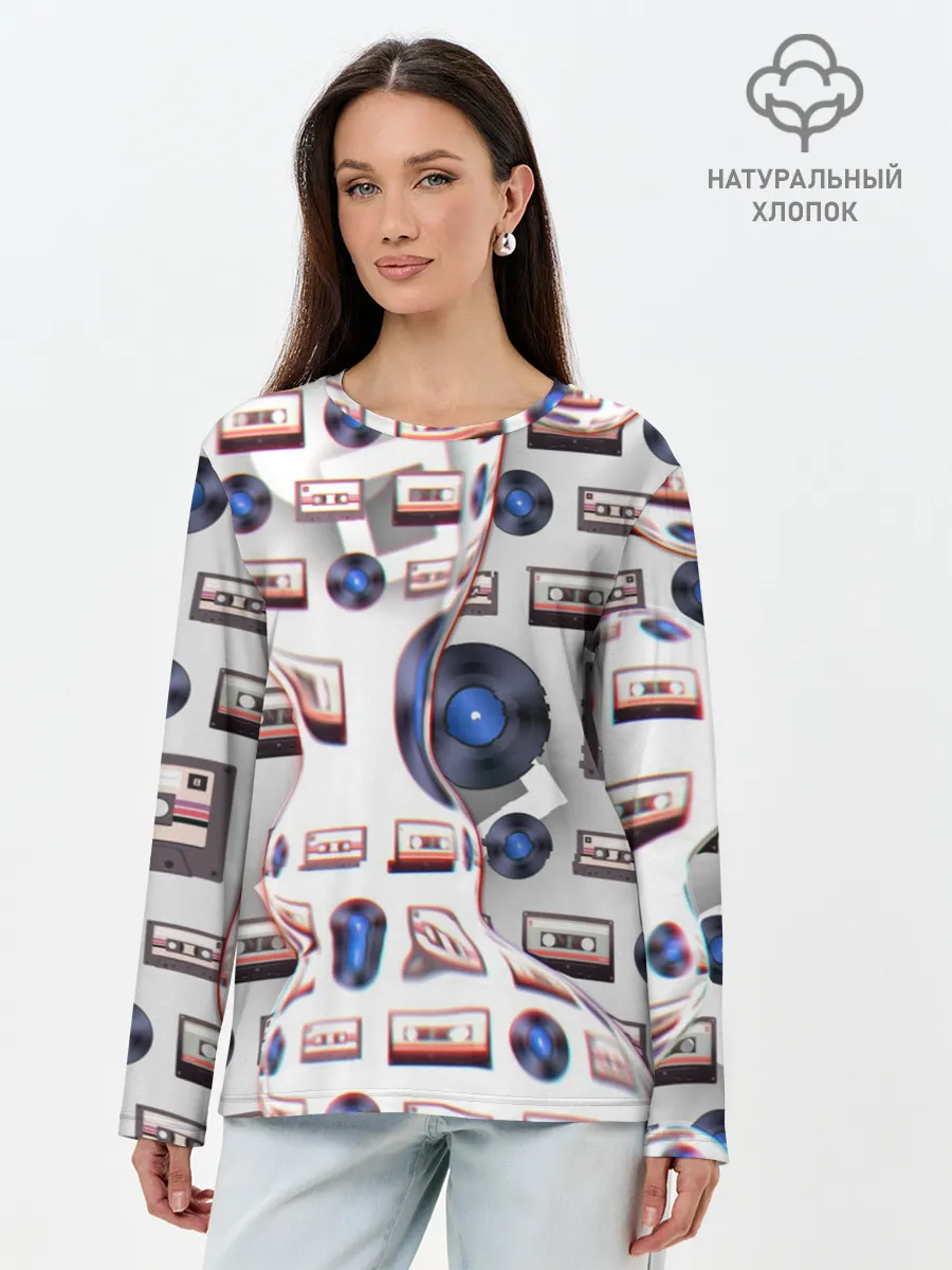 Лонгслив женский. Хлопок / дискотека 80