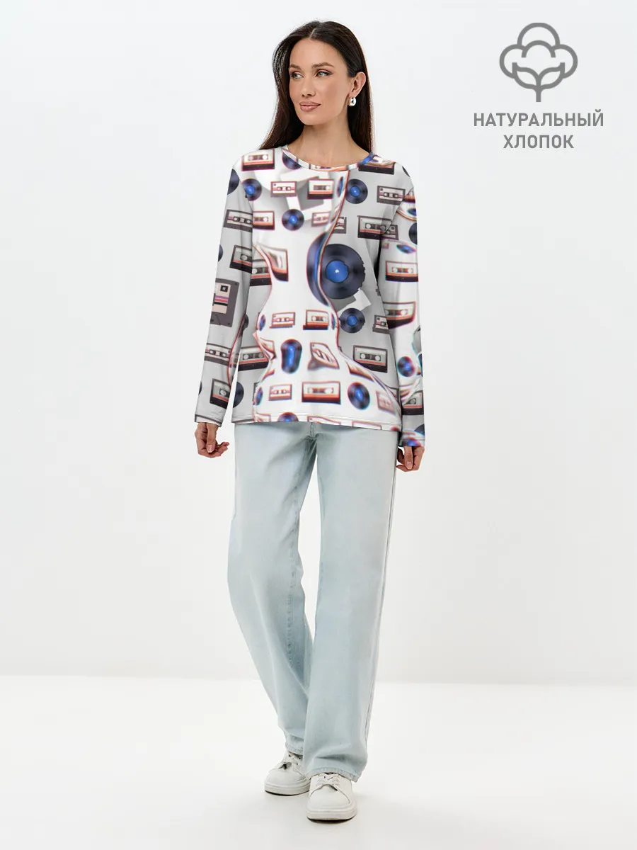 Лонгслив женский. Хлопок / дискотека 80