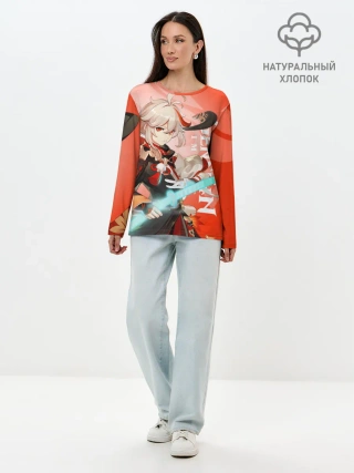 Лонгслив женский. Хлопок / Genshin Impact, Кадзуха