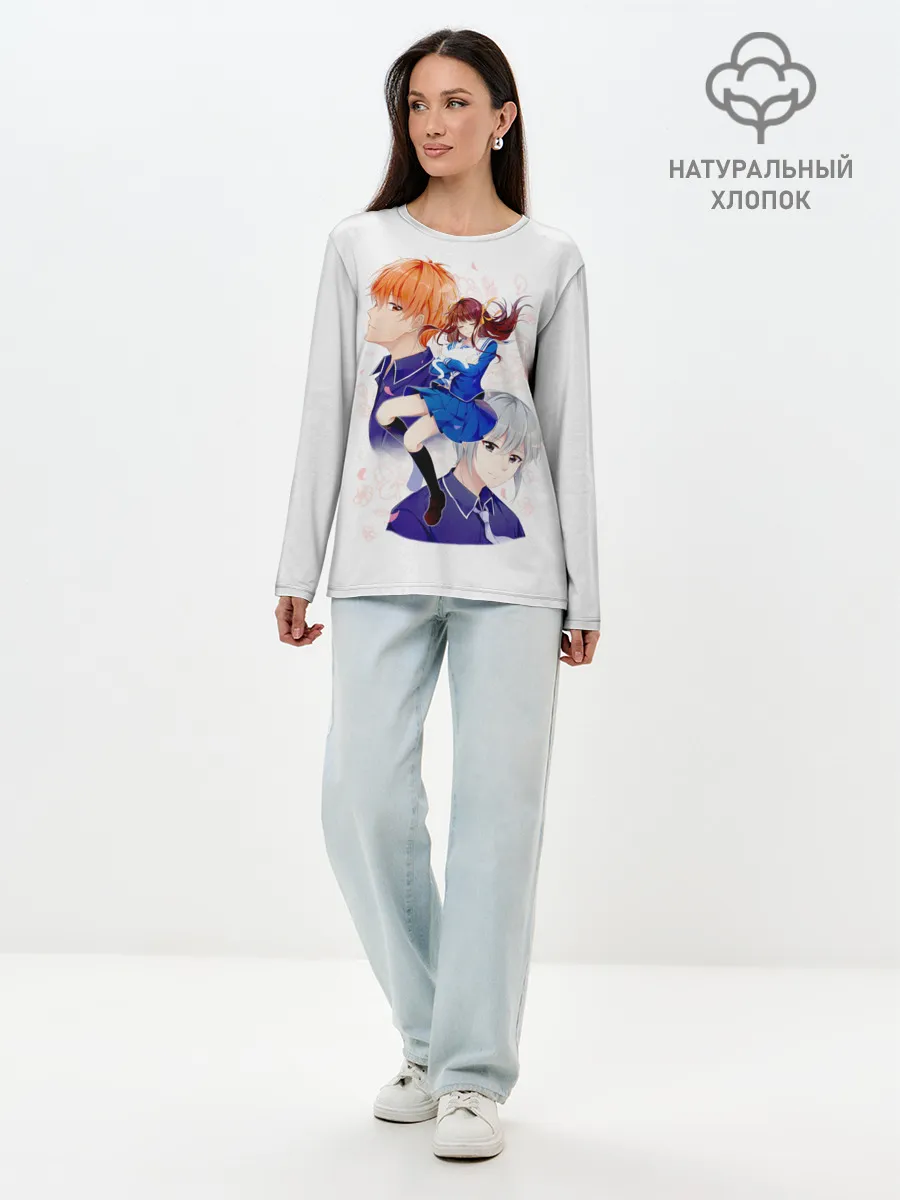 Лонгслив женский. Хлопок / Корзинка фруктов