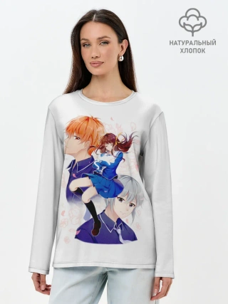 Лонгслив женский. Хлопок / Корзинка фруктов