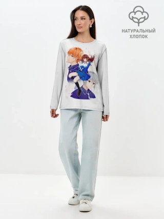 Лонгслив женский. Хлопок / Корзинка фруктов