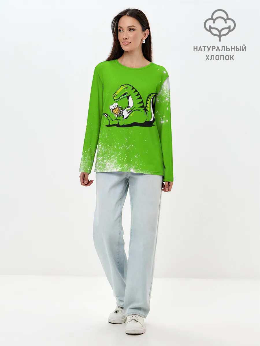 Лонгслив женский. Хлопок / Пивозавр - Краска