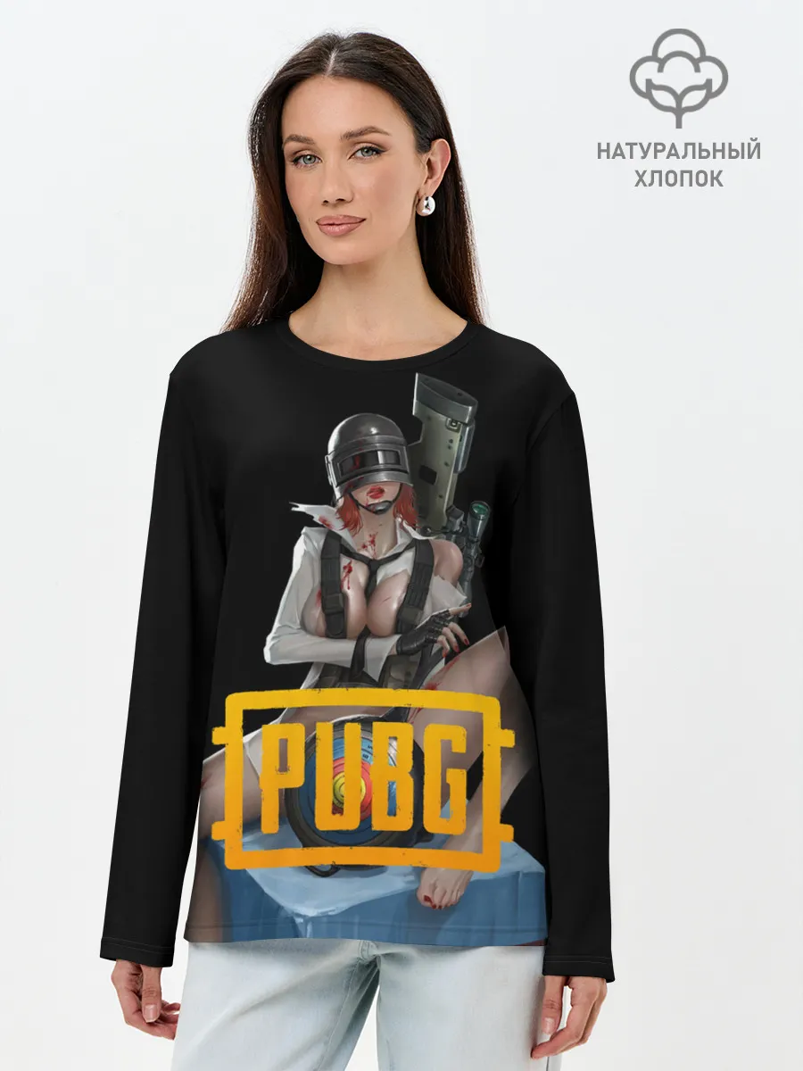 Лонгслив женский. Хлопок / PUBG | 18+
