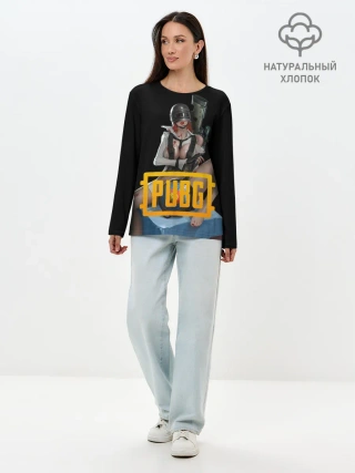 Лонгслив женский. Хлопок / PUBG | 18+