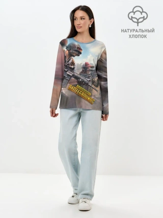 Лонгслив женский. Хлопок / Королевская битва | ПУБГ