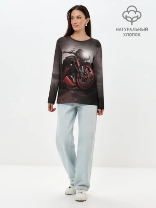 Лонгслив женский. Хлопок / СУПЕРБАЙК