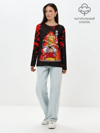 Лонгслив женский. Хлопок / Санджи, Зоро и Луффи One Piece