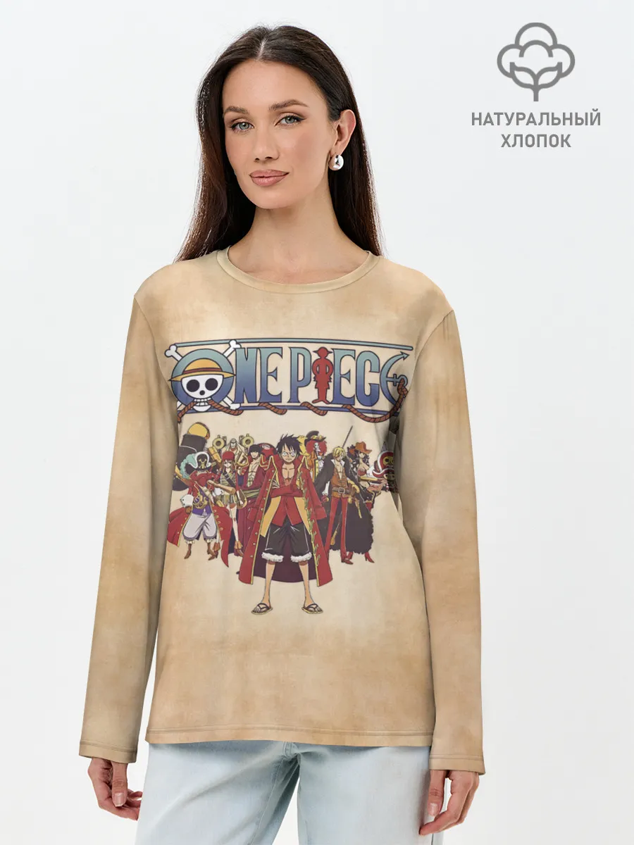 Лонгслив женский. Хлопок / Персонажи One Piece. Большой куш
