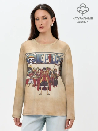 Лонгслив женский. Хлопок / Персонажи One Piece. Большой куш