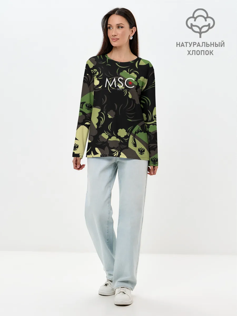 Лонгслив женский. Хлопок / Russia | Камуфляж